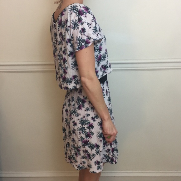 MAJE Floral Purple Wishy Print Mesh Waist Dress - Picture 7 of 8